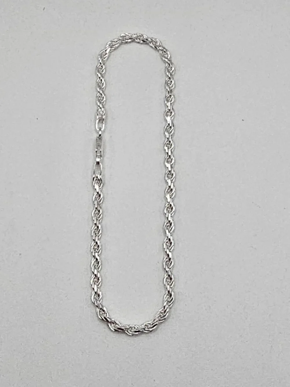 Sterling Silver 925 High Polished Diamond Cut Rope Bracelet 3.4mm 9 inches